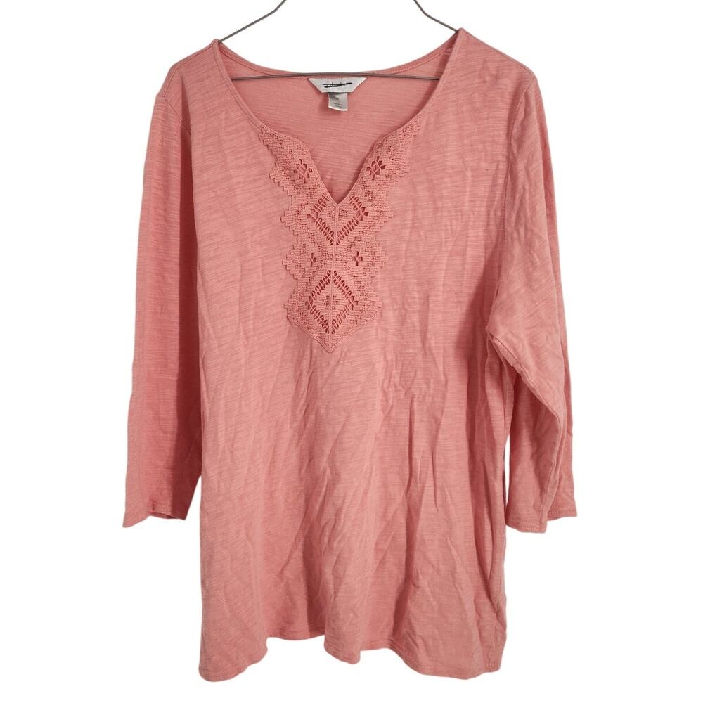 CJ Banks 3/4 Sleeve Cotton Top Womens Size 1X